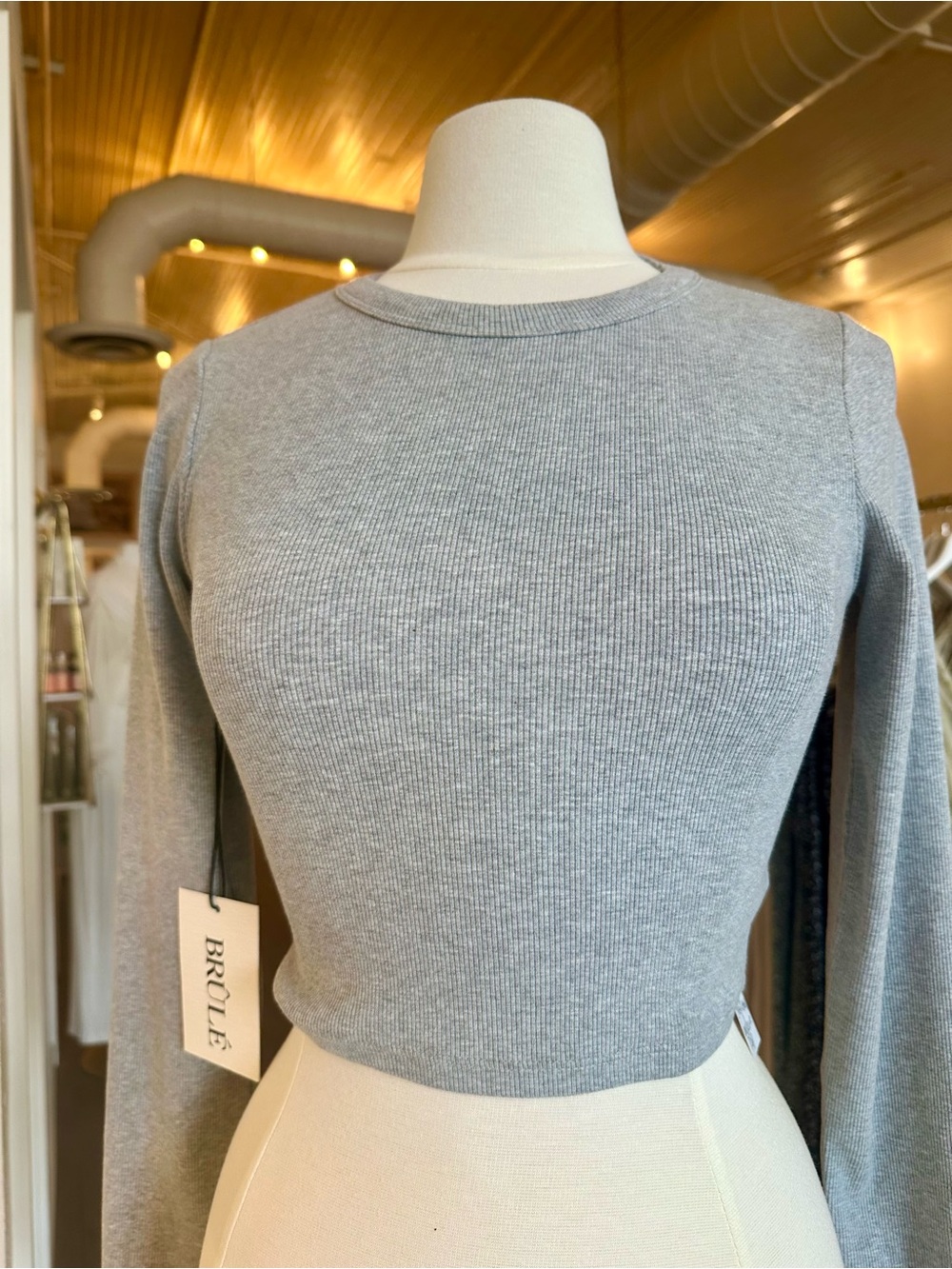 Brule grey long sleeve crop top SIZE SMALL